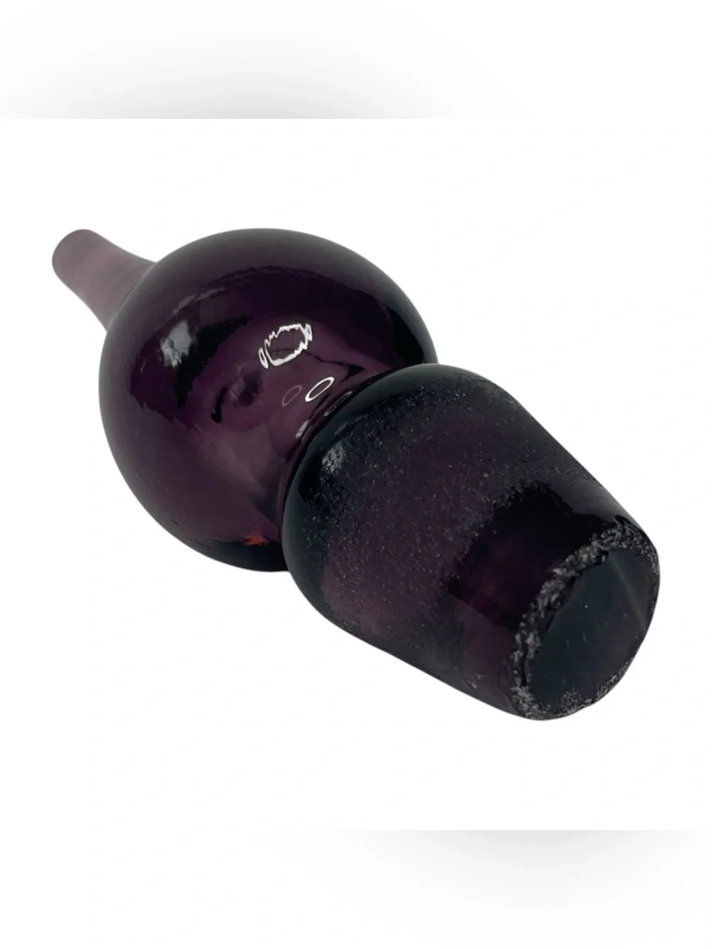 Vintage Empoli Style Amethyst Purple Glass Genie Decanter Stopper 15” MCM Italy
